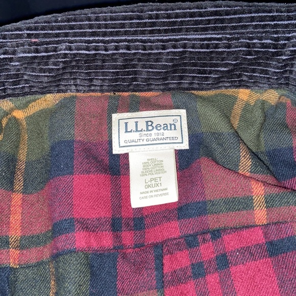 L.L. Bean Corduroy Barn Chore Utility Jacket Flannel Lined Size Large Petite - Picture 6 of 11